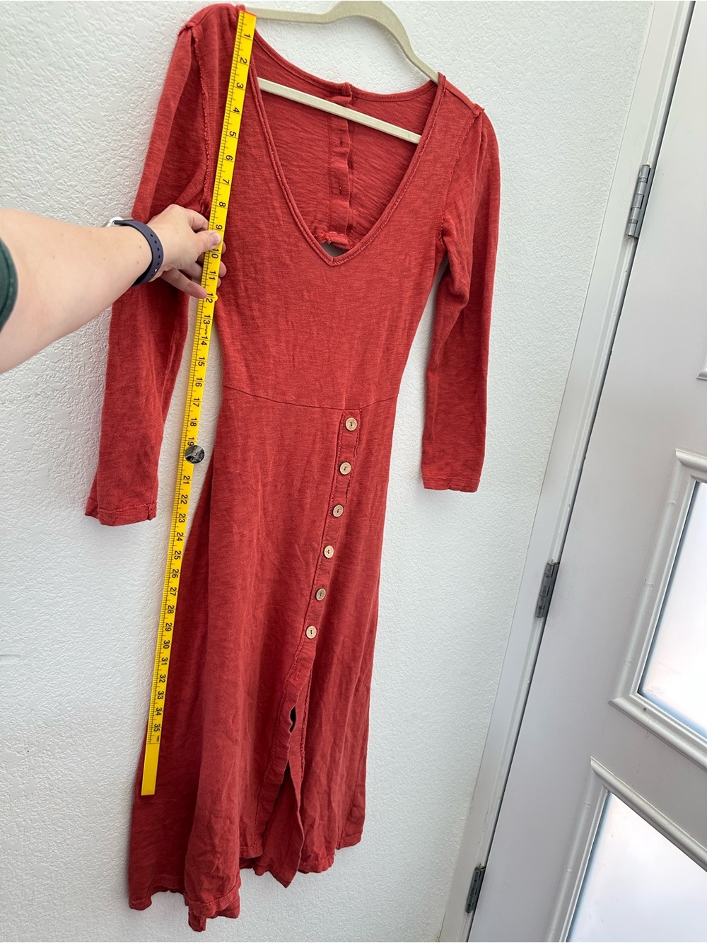 Free People FP Beach Starlight Midi Dress S Small Rust Cutout Back Button Slit - Picture 6 of 12